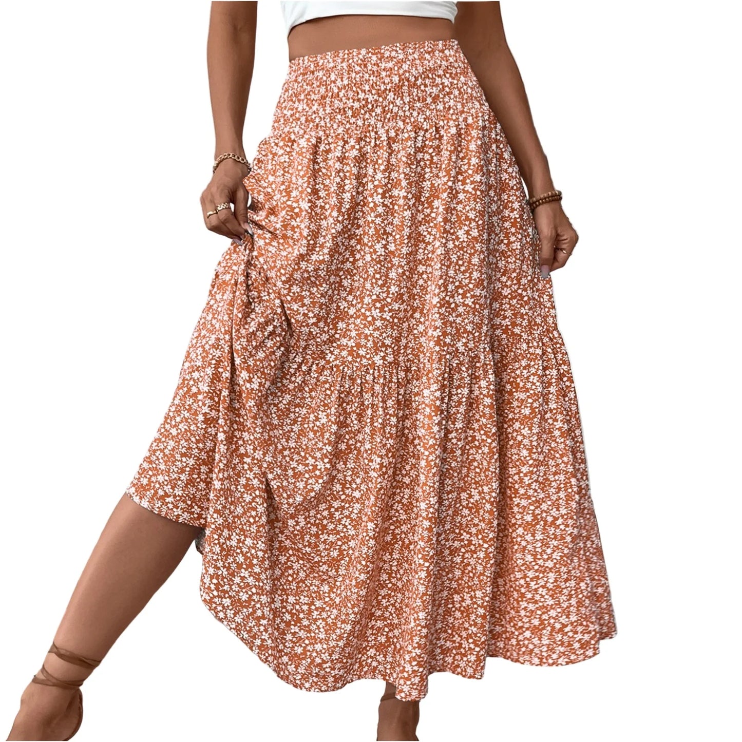 Women’s Pleated Floral A-Line Skirt