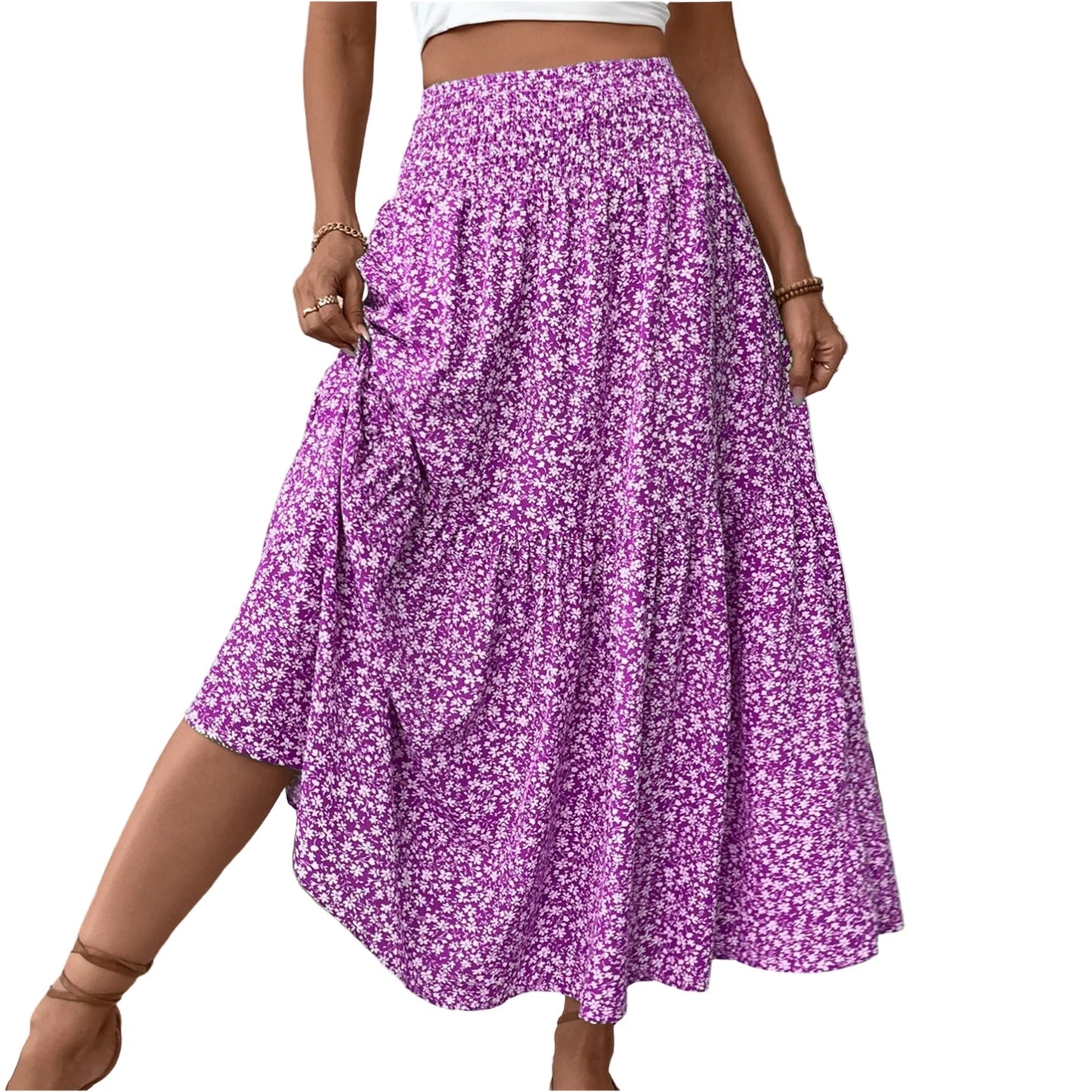 Women’s Pleated Floral A-Line Skirt