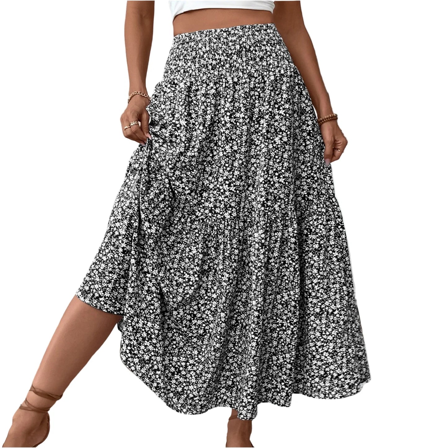 Women’s Pleated Floral A-Line Skirt