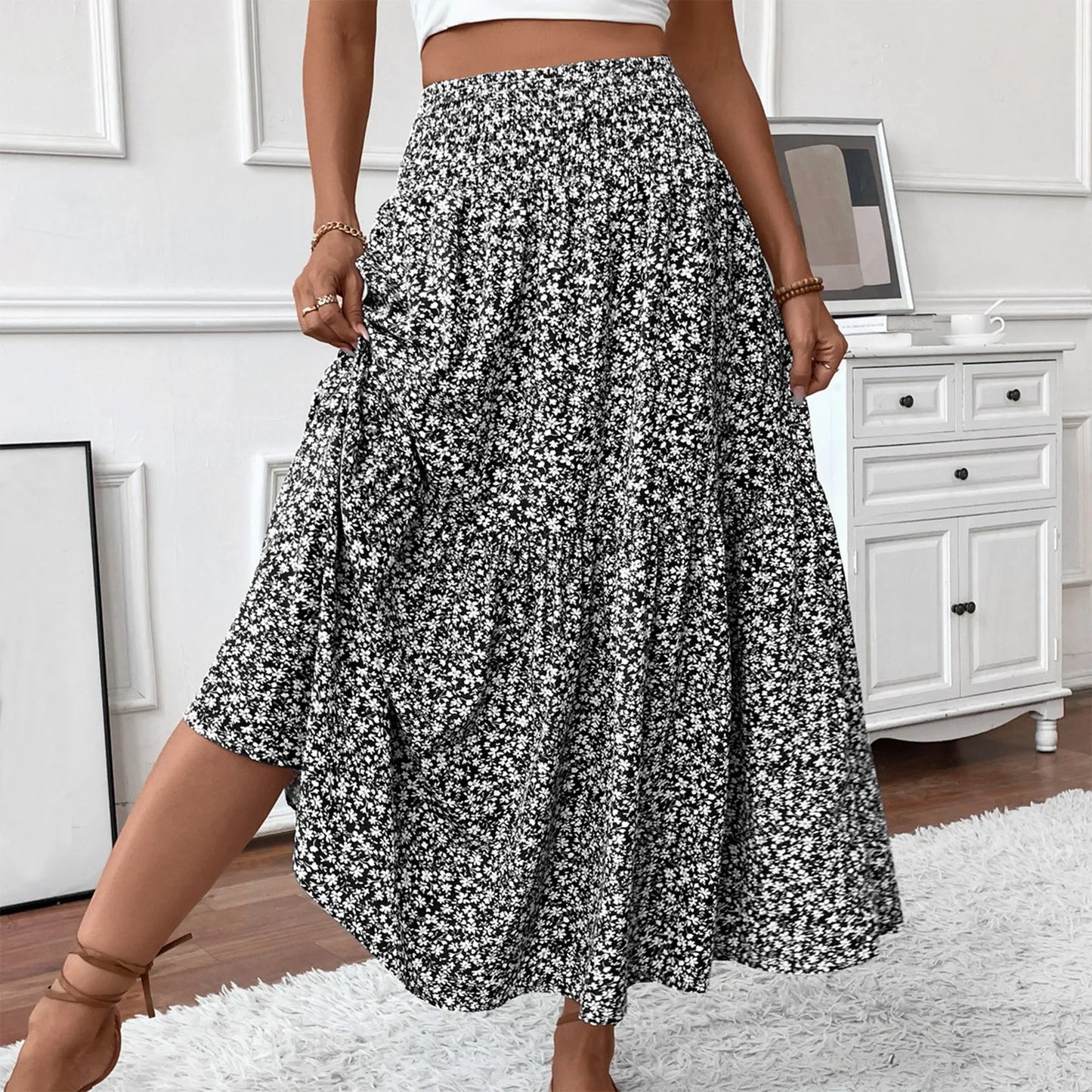 Women’s Pleated Floral A-Line Skirt