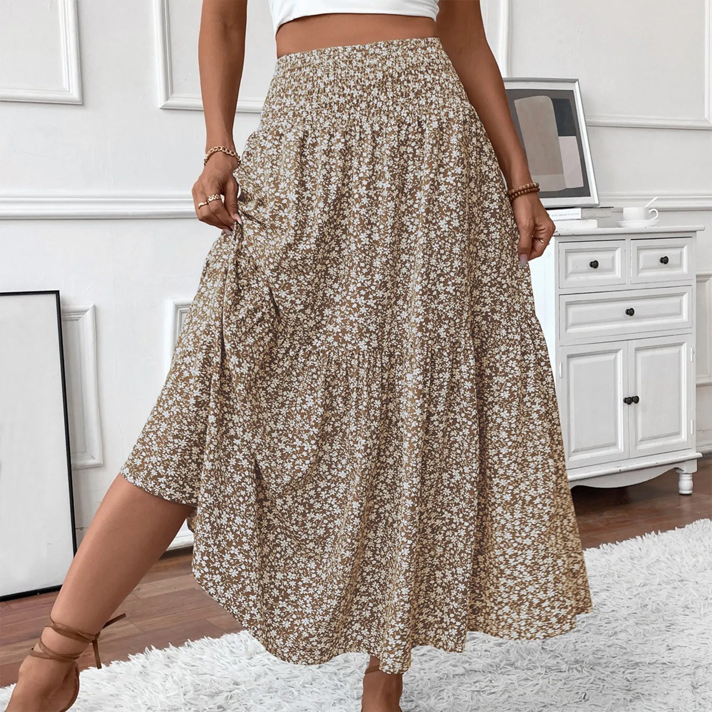 Women’s Pleated Floral A-Line Skirt