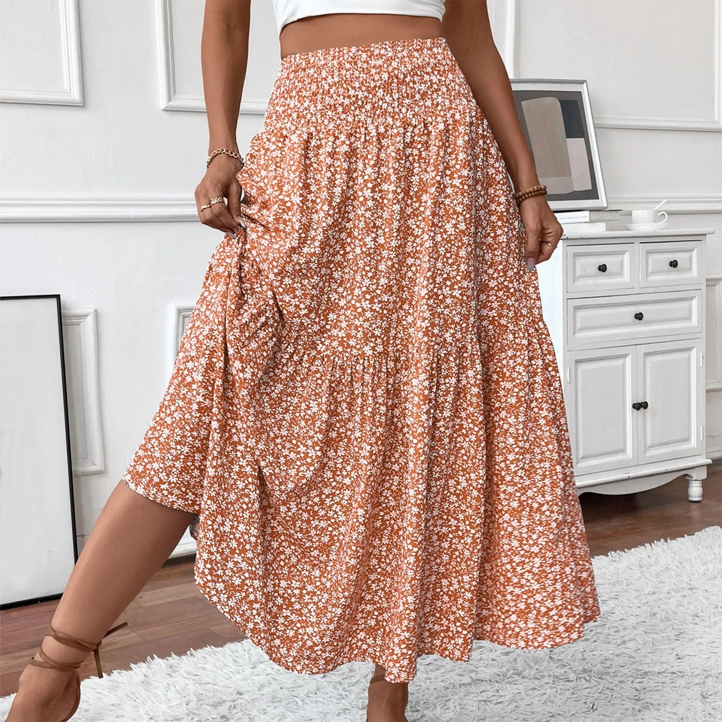 Women’s Pleated Floral A-Line Skirt