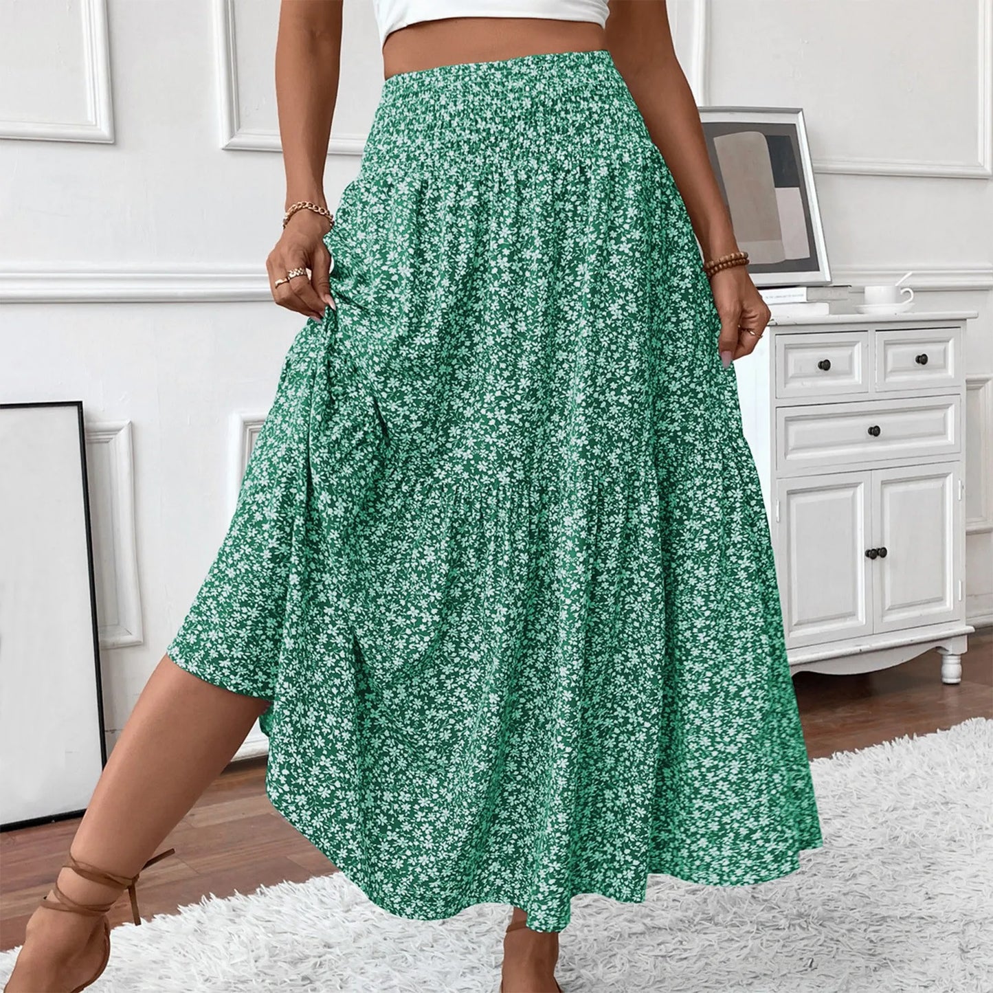Women’s Pleated Floral A-Line Skirt
