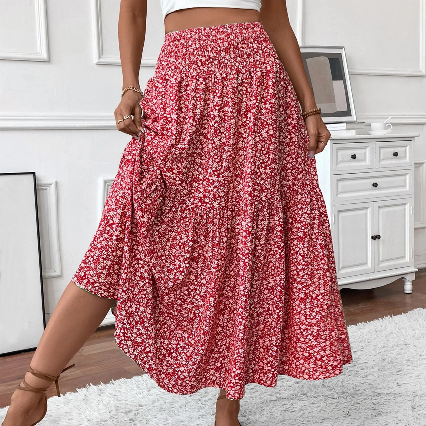 Women’s Pleated Floral A-Line Skirt