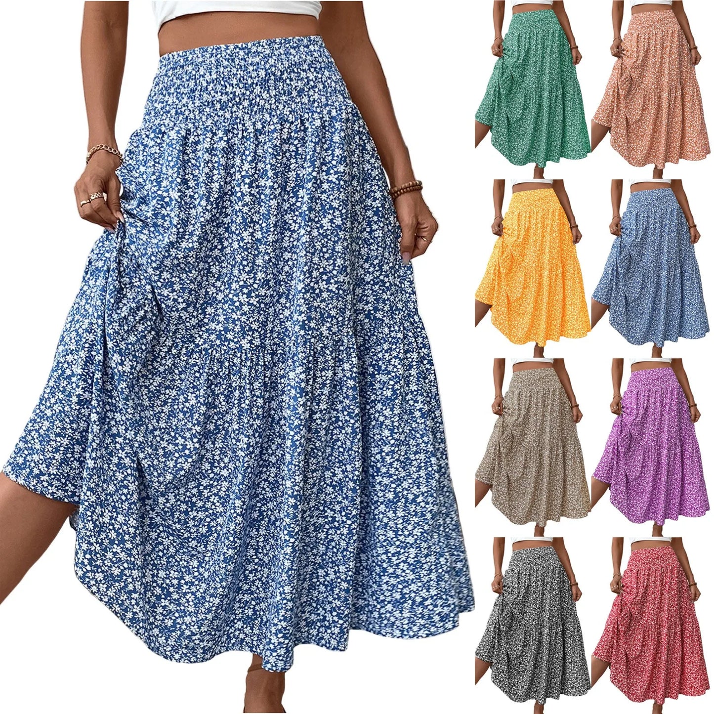 Women’s Pleated Floral A-Line Skirt