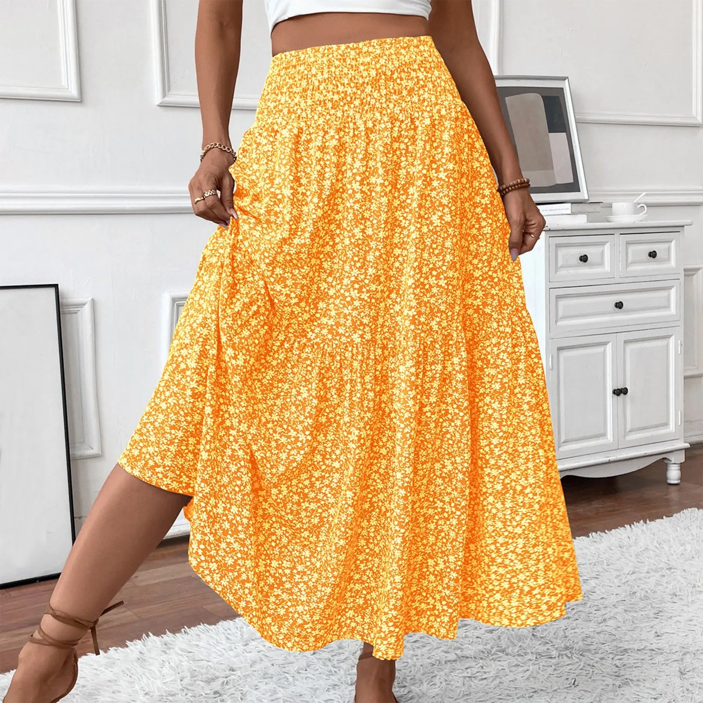 Women’s Pleated Floral A-Line Skirt